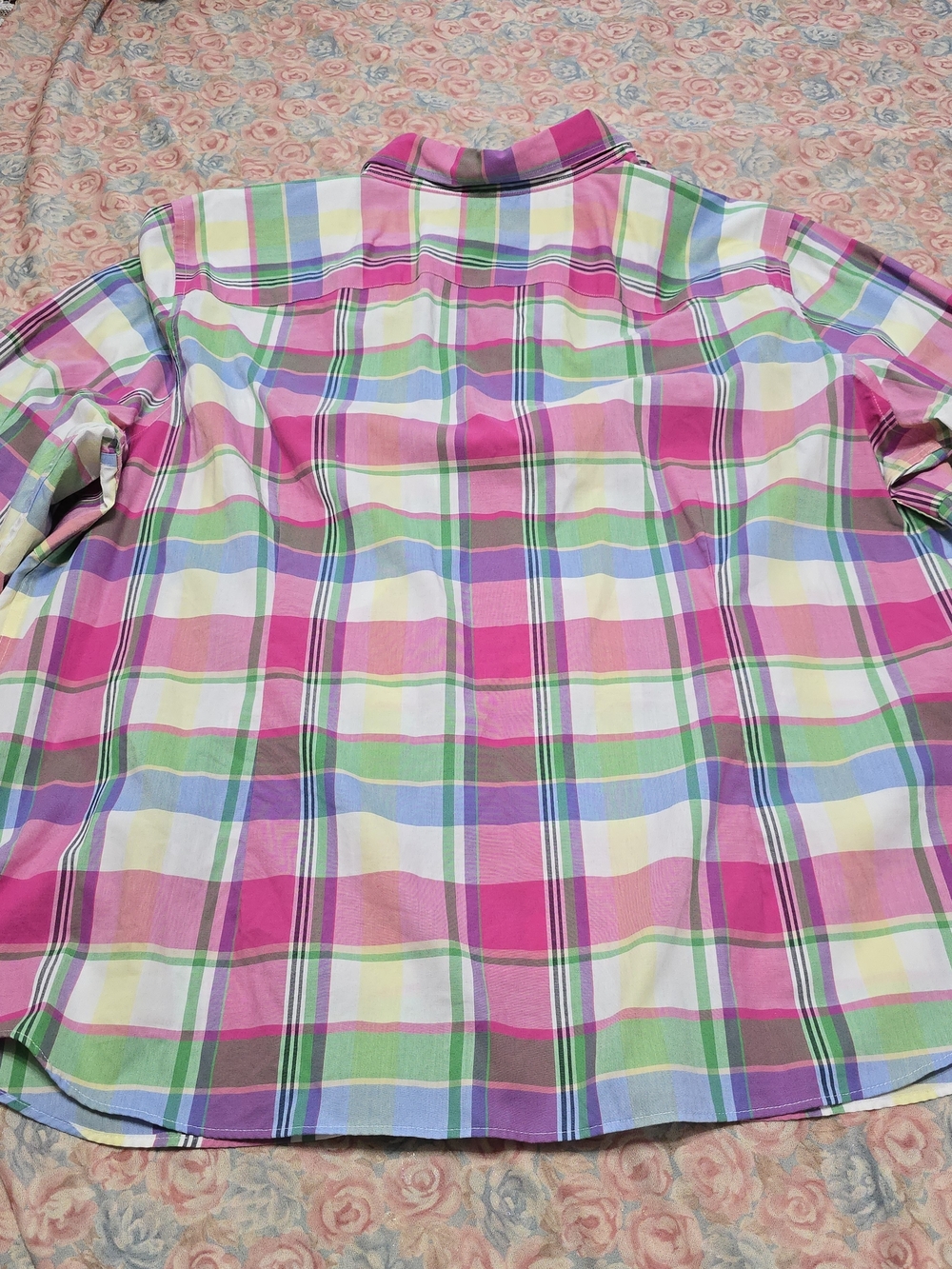 Women's Pink Multi-Color Plaid Button-Up Shirt - Picture 8 of 9